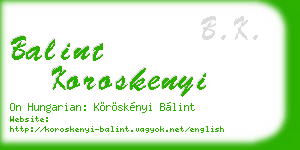 balint koroskenyi business card